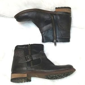 RAWHIDE brown leather booties.